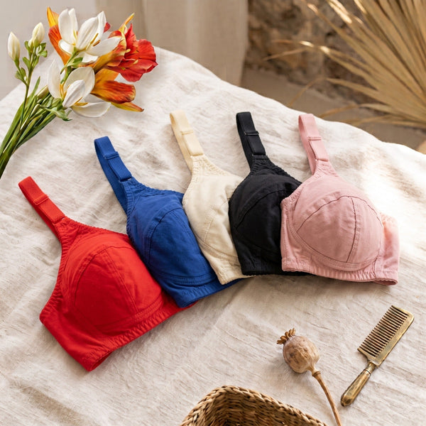 BUY 1 Get 2 FREE Non-Padded, Non-Wired Cotton Bra