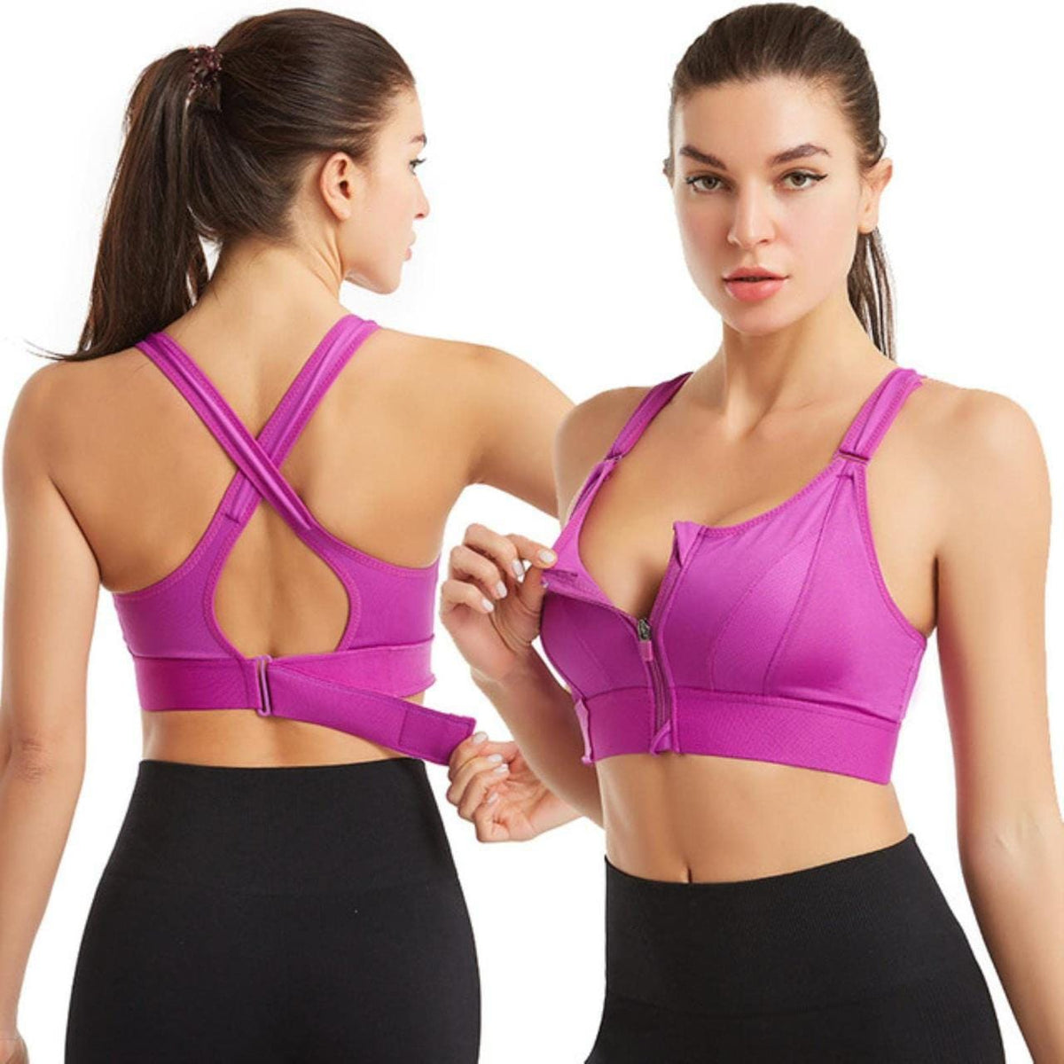 Front Zip Sports Bra for Women – High Support Gym & Yoga Bra (Multi Colours)