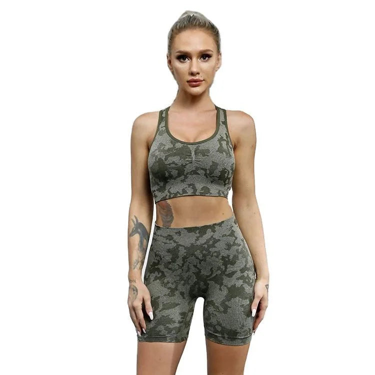 Women's High Elastic Sports Bra Set with Thong Wireless Gather Bra Comfortable Stretch Fitness Bra for Ladies