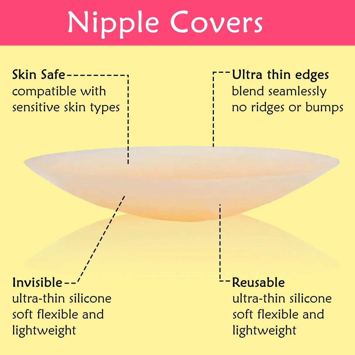 Women's Reusable Silicone Nipple Covers Invisible Nipple Stickers Self Adhesive Bra Pads for Backless Dresses