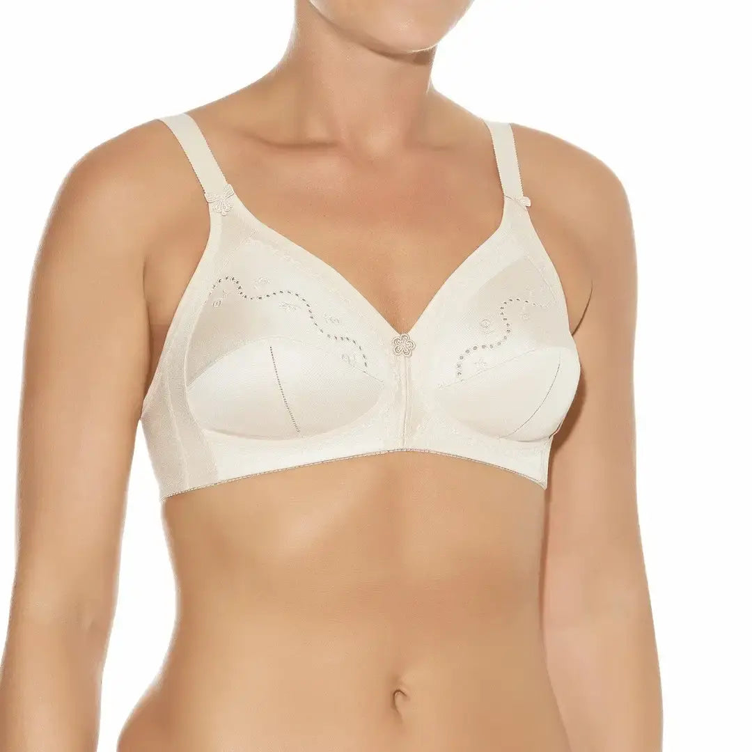 Women's Soft Cotton Embroidered Non Padded Bra Stretchable Straps Easy Fit Skin Friendly Everyday Comfort Bra 32-42