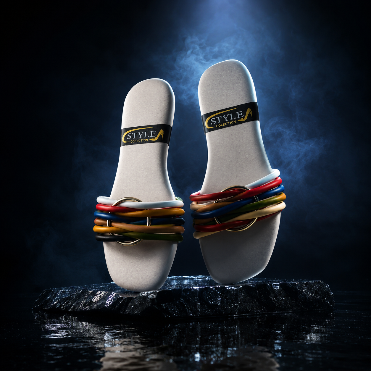 🌈 Women's Colorful Multi-Strap Flat Slide Sandals