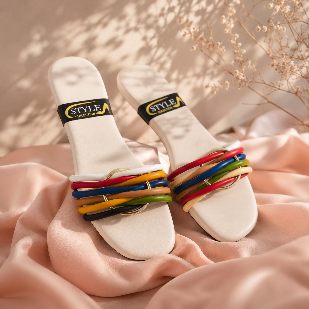 🌈 Women's Colorful Multi-Strap Flat Slide Sandals