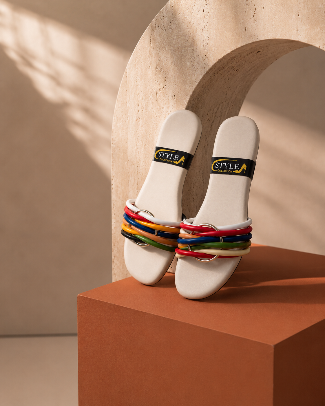 🌈 Women's Colorful Multi-Strap Flat Slide Sandals