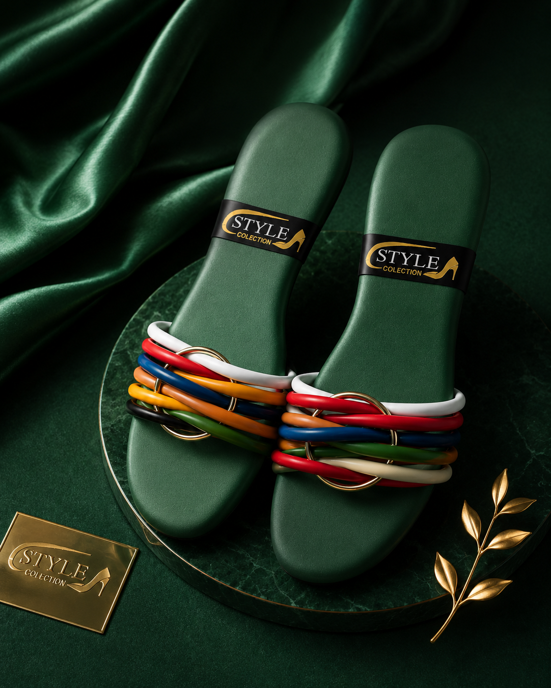 🌈 Women's Colorful Multi-Strap Flat Slide Sandals