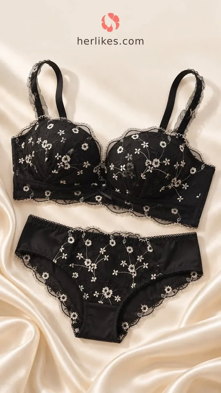 Embroidered Bra & Panty Set