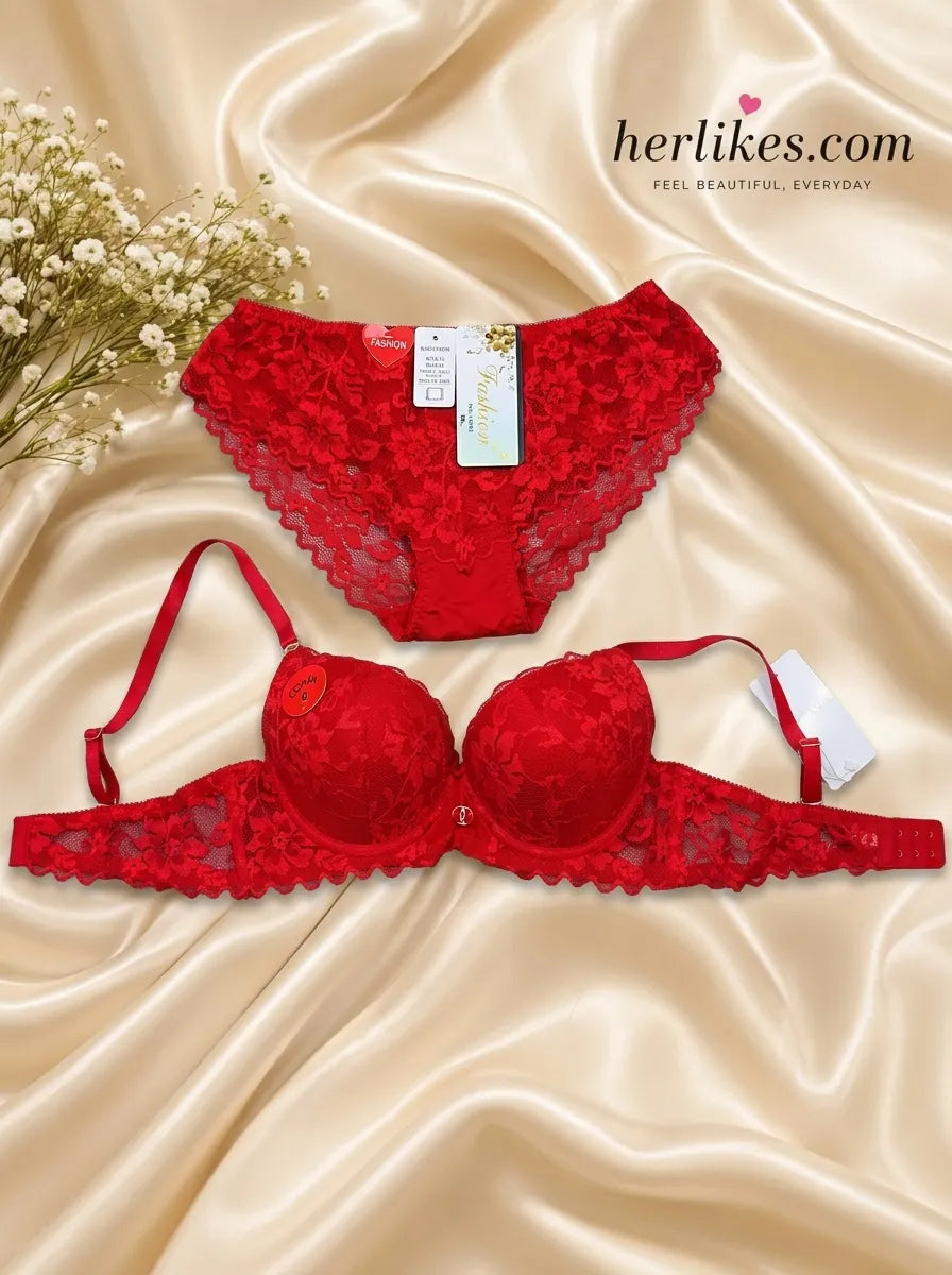 Lace Bra & Panty Set - Soft Padded Lingerie Set