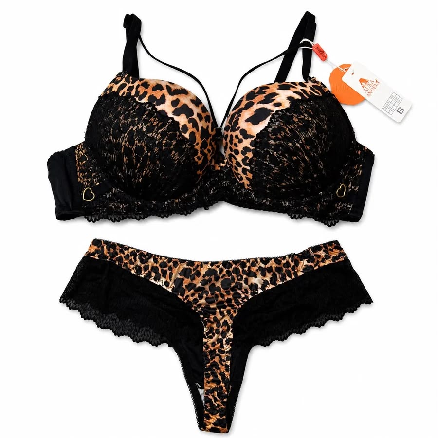 Leopard Lace Lingerie Set | Push-Up Bra & Matching Panty