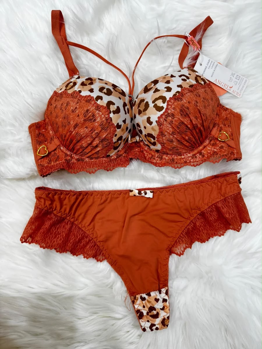 Leopard Lace Lingerie Set | Push-Up Bra & Matching Panty