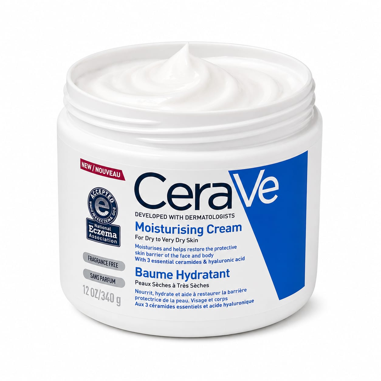 CeraVe Moisturising Cream 340g | Daily Face & Body Moisturizer for Dry to Very Dry Skin