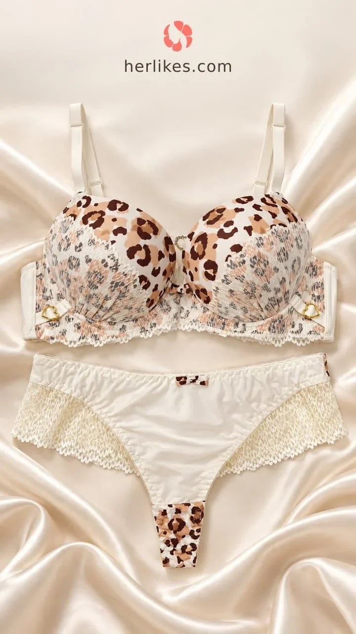 Leopard Lace Lingerie Set | Push-Up Bra & Matching Panty